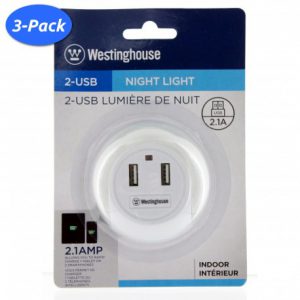 3-pack-westinghouse-led-night-light-with-dusk-to-dawn-sensor-and-dual-usb-wall-plate-charger