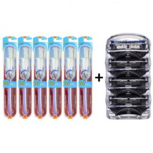 influenster-combo-pack-gillette-fusion-proglide-razor-refill-cartridges-colgate-slimsoft-floss-tip-toothbrushes