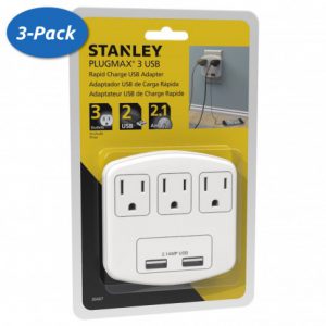 3-pack-stanley-plugmax-3-outlet-2-usb-port-21a-rapid-charge-wall-adapter