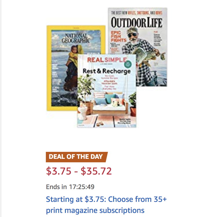 Amazon print magazines start at 3.75 deranged.mederanged.me