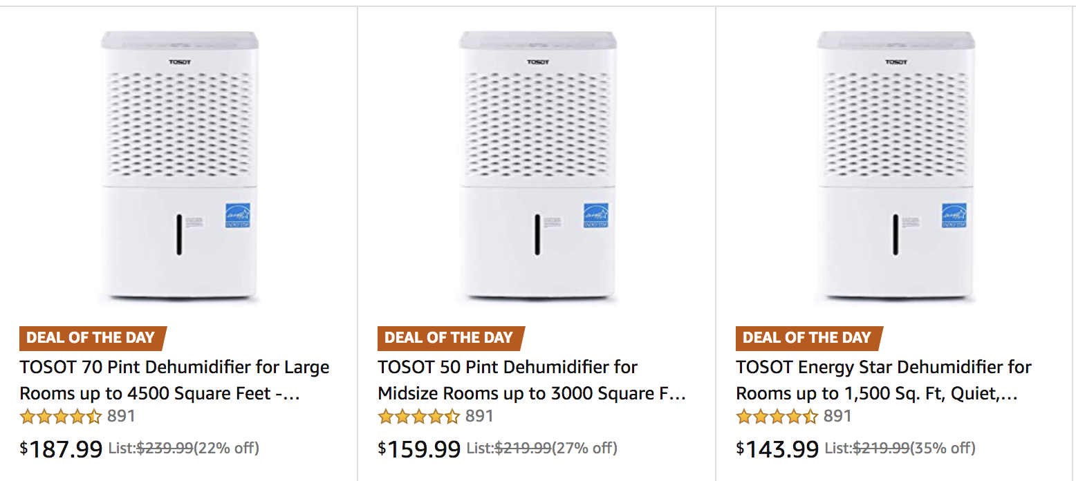 Gold Box TOSOT Energy Star Dehumidifiers deranged.mederanged.me